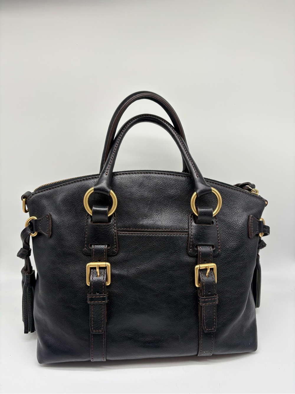 Dooney & Bourke Black Florentine Leather Bristol Satchel - Picture 3 of 8